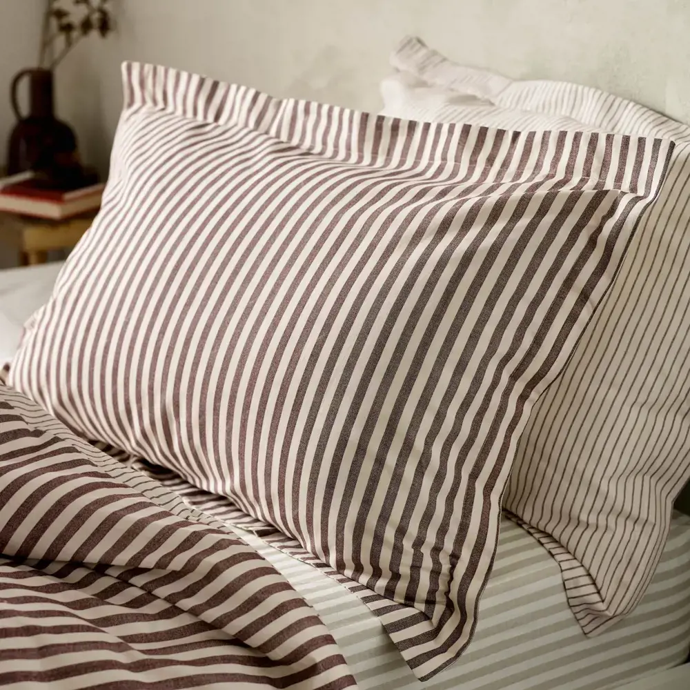 Yard Hebden Melange Beetroot Stripe Duvet Cover Set